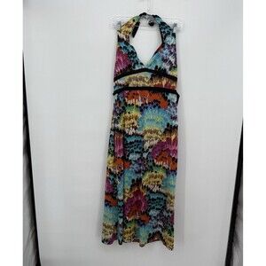 Hypnotik Colorful Geometric Halter Midi Dress Size XL Y2k Style Summer